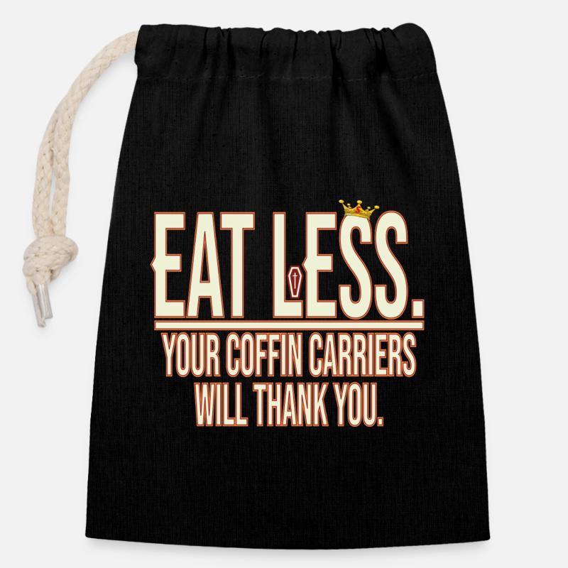 Eat Less - Closable cotton gift bag (14x20cm) - black