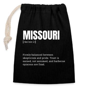 Missouri Bold Typo Kunst - Verschließbarer Geschenkbeutel aus Baumwolle (14x20cm) - Schwarz - Vorne