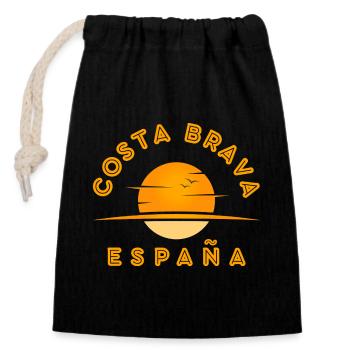 Costa Brava España Sonnenuntergangslogo - Verschließbarer Geschenkbeutel aus Baumwolle (14x20cm) - Schwarz - Vorne