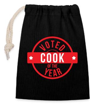 Voted Cook of the Year : Badge de Chef - Sac cadeau en coton avec cordon (14 x 20 cm) - noir - Devant