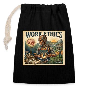 Work Ethics - Closable cotton gift bag (14x20cm) - black - Front