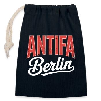 Antifa Berlin - T-shirt antifasciste - Sac cadeau en coton avec cordon (14 x 20 cm) - bleu marine - Devant