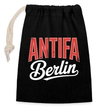 Antifa Berlin - T-shirt antifasciste - Sac cadeau en coton avec cordon (14 x 20 cm) - noir - Devant
