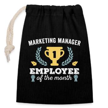 Marketingleiter Mitarbeiter des Monats - Verschließbarer Geschenkbeutel aus Baumwolle (14x20cm) - Schwarz - Vorne