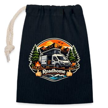 Roadhome: Vanlife at the mountain lake - Closable cotton gift bag (14x20cm) - navy - Front