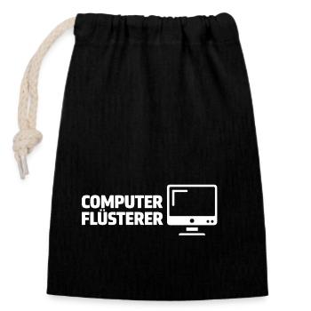 Computer Flüsterer - Verschließbarer Geschenkbeutel aus Baumwolle (14x20cm) - Schwarz - Vorne