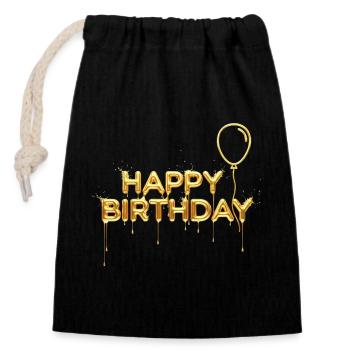 Happy Birthday Liquid Gold - Edler Geburtstag - Verschließbarer Geschenkbeutel aus Baumwolle (14x20cm) - Schwarz - Vorne