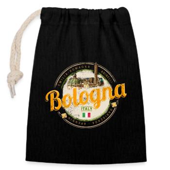 Bologna Emilia-Romagna mit Pasta Italien Souvenir - Verschließbarer Geschenkbeutel aus Baumwolle (14x20cm) - Schwarz - Vorne