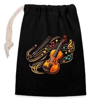Sound peg violin - Closable cotton gift bag (14x20cm) - black - Front
