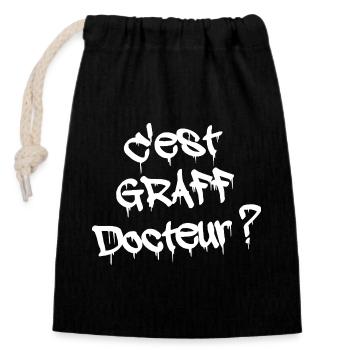 IS IT GRAFFITI DOCTOR? - Closable cotton gift bag (14x20cm) - black - Front