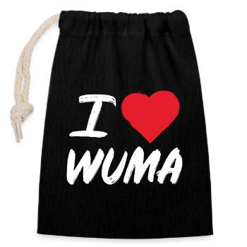 I Love Wuma – Bad Dürkheim Wurstmarkt & Pfalz - Verschließbarer Geschenkbeutel aus Baumwolle (14x20cm) - Schwarz - Vorne