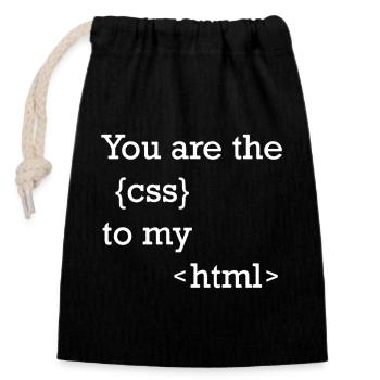 Funny programmer motif for web developers - Closable cotton gift bag (14x20cm) - black - Front