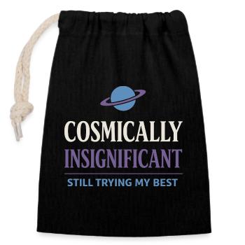 Existential humor, nihilism, humor, - Closable cotton gift bag (14x20cm) - black - Front