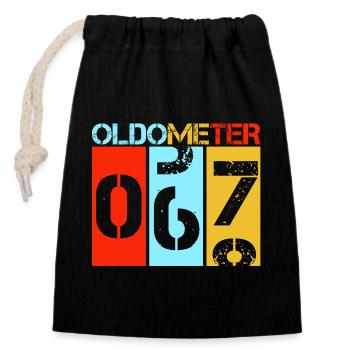 Oldometer 67 Funny 67th Birthday Retro - Closable cotton gift bag (14x20cm) - black - Front