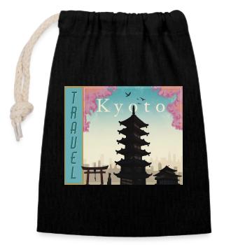 Kyoto Pagoda in the Evening Light Tavel Kyoto Japan - Closable cotton gift bag (14x20cm) - black - Front