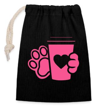 Design plat Paw Coffee Cup - Sac cadeau en coton avec cordon (14 x 20 cm) - noir - Devant