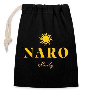 Soleil de Sicile Naro, - Sac cadeau en coton avec cordon (14 x 20 cm) - noir - Devant