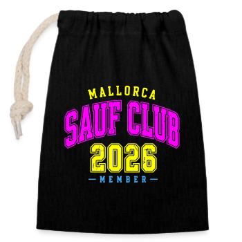 Malle 2026 Sauf Club Member Mallorca 2026 - Verschließbarer Geschenkbeutel aus Baumwolle (14x20cm) - Schwarz - Vorne