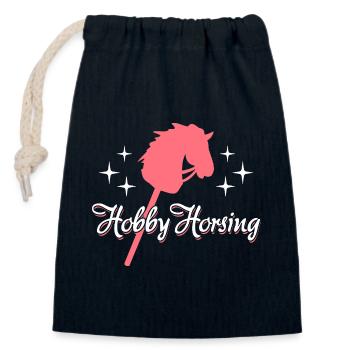 Hobby Horsing | Reiten | Sport | Geschenk - Verschließbarer Geschenkbeutel aus Baumwolle (14x20cm) - Navy - Vorne