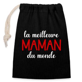 La Meilleure Maman du Monde - Sac cadeau en coton avec cordon (14 x 20 cm) - noir - Devant