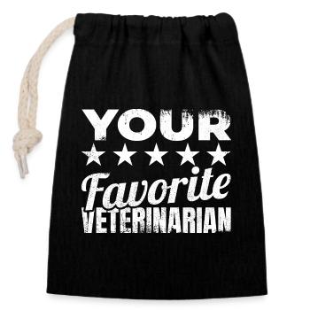 Veterinary saying - Closable cotton gift bag (14x20cm) - black - Front