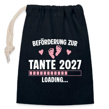 Beförderung zur Tante 2027 – Loading Baby - Verschließbarer Geschenkbeutel aus Baumwolle (14x20cm) - Navy - Vorne