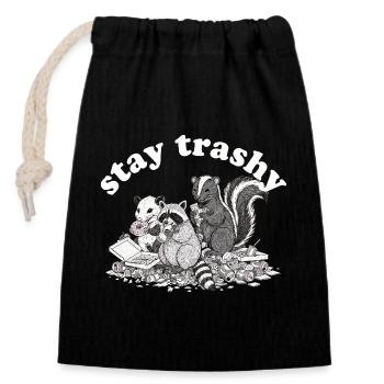 Reste Raton laveur Opossum Skunk - Sac cadeau en coton avec cordon (14 x 20 cm) - noir - Devant