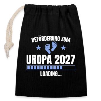 Beförderung zum Uropa 2027 – Urgroßvater - Verschließbarer Geschenkbeutel aus Baumwolle (14x20cm) - Schwarz - Vorne
