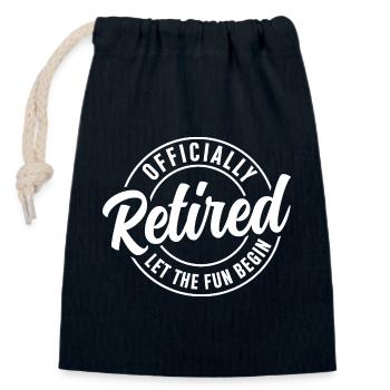 Retired Let The Fun Begin - Closable cotton gift bag (14x20cm) - navy - Front