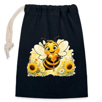 bee honey beekeeper honeycomb flowers meadow insect - Closable cotton gift bag (14x20cm) - navy - Front