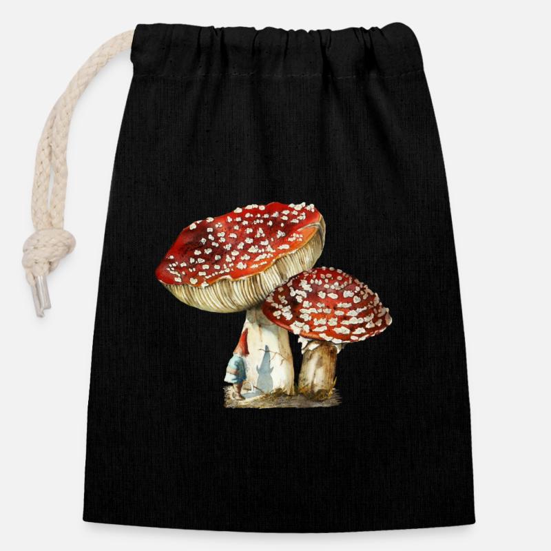 gnome - Closable cotton gift bag (14x20cm) - black