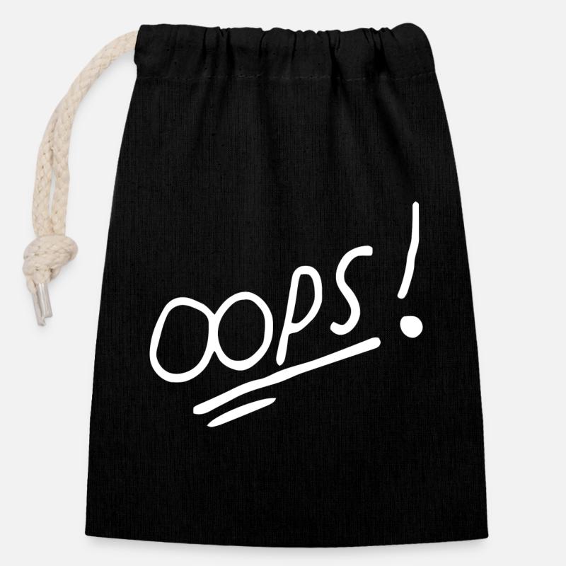 Vibrant Oops Conception de texte manuscrit - Sac cadeau en coton avec cordon (14 x 20 cm) - noir