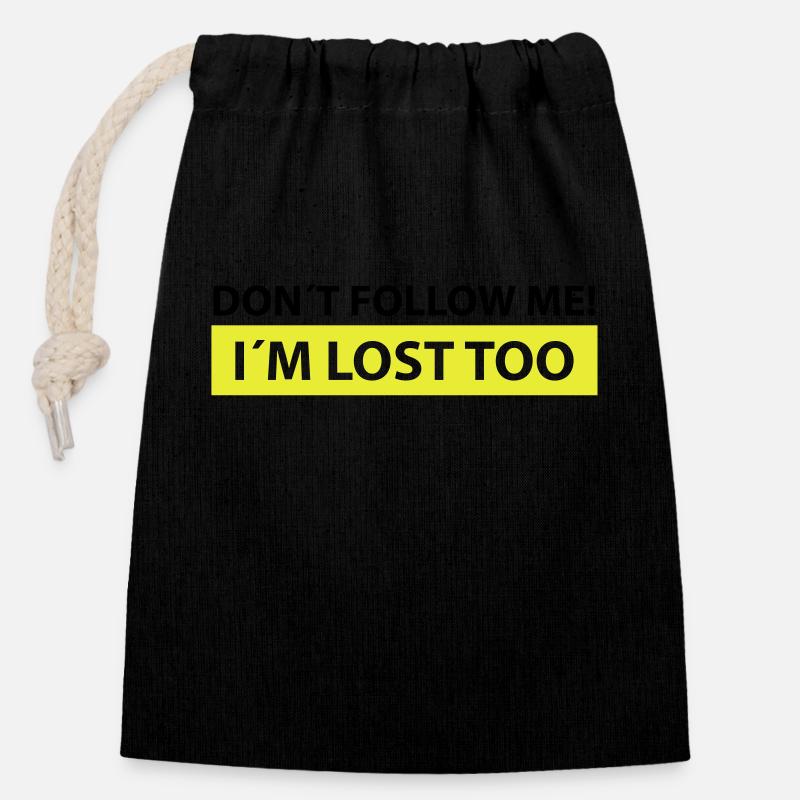 don´t follow me, i´m lost too - Sac cadeau en coton avec cordon (14 x 20 cm) - noir