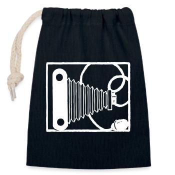 Retro Camera - Closable cotton gift bag (14x20cm) - navy - Front