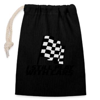 automobile - Sac cadeau en coton avec cordon (14 x 20 cm) - noir - Devant