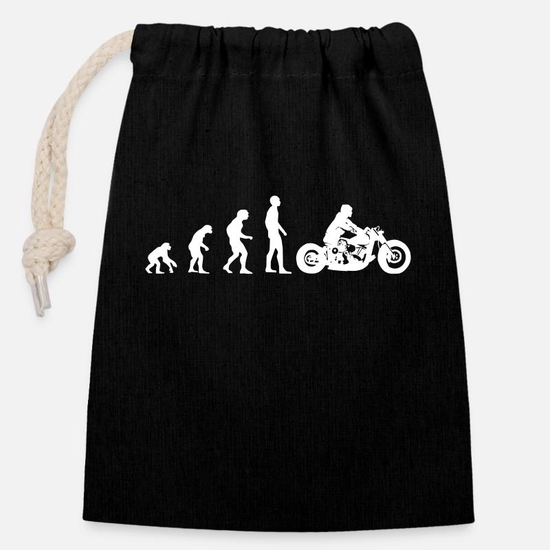 Biker Chopper Bobber Evolution - Sac cadeau en coton avec cordon (14 x 20 cm) - noir