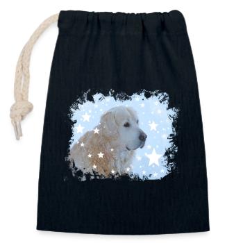 Retriever, Golden Retriever, Dog, Christmas, - Closable cotton gift bag (14x20cm) - navy - Front
