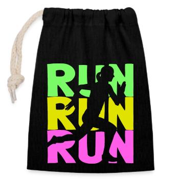 RUN woman silhouette - Closable cotton gift bag (14x20cm) - black - Front