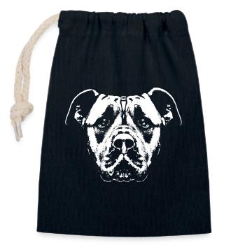 Hund / Kopf / Weiß / Treu - Verschließbarer Geschenkbeutel aus Baumwolle (14x20cm) - Navy - Vorne