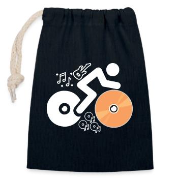 DJ Figure avec disques et notes musicales - Sac cadeau en coton avec cordon (14 x 20 cm) - bleu marine - Devant