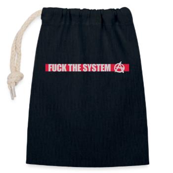 Fuck the system anarchy - Closable cotton gift bag (14x20cm) - navy - Front