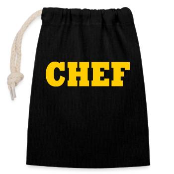 Chef - Verschließbarer Geschenkbeutel aus Baumwolle (14x20cm) - Schwarz - Vorne