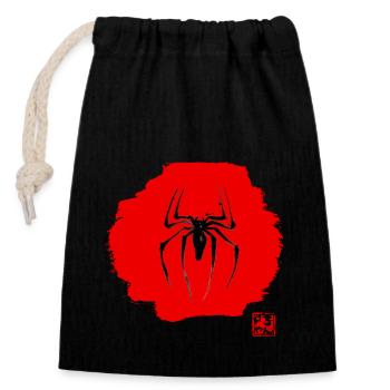 spider red - Sac cadeau en coton avec cordon (14 x 20 cm) - noir - Devant