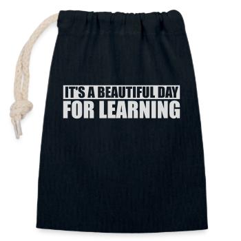 beautiful day for learning - Verschließbarer Geschenkbeutel aus Baumwolle (14x20cm) - Navy - Vorne