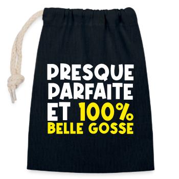 Fille belle | famille drôles - Sac cadeau en coton avec cordon (14 x 20 cm) - bleu marine - Devant