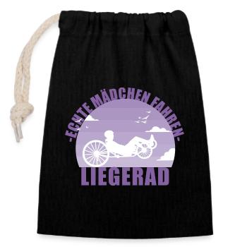 Fahrrad Liegerad Mädchen Sport Radsport Geschenk - Verschließbarer Geschenkbeutel aus Baumwolle (14x20cm) - Schwarz - Vorne