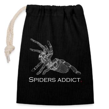 Spiders addict - Sac cadeau en coton avec cordon (14 x 20 cm) - noir - Devant
