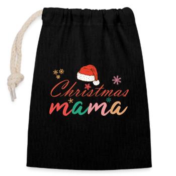 Christmas Mama Weihnachts Outfit - Verschließbarer Geschenkbeutel aus Baumwolle (14x20cm) - Schwarz - Vorne