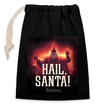 Salut, Père Noël! - Sac cadeau en coton avec cordon (14 x 20 cm) - noir - Devant