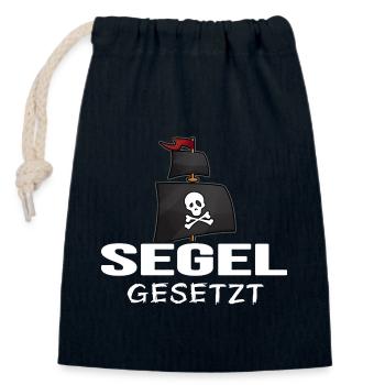 Küsten-Pirat Kapitän moin moin "Segel gesetzt" - Verschließbarer Geschenkbeutel aus Baumwolle (14x20cm) - Navy - Vorne